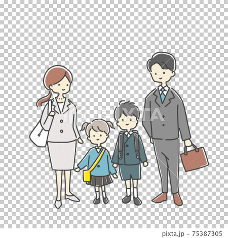 Full-body illustration of a close family Full-body illustration of a close family 75387305
