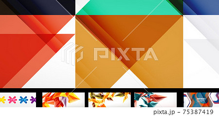 Modern minimalist techno abstract backgrounds. Set of geometric style wallpapers 75387419