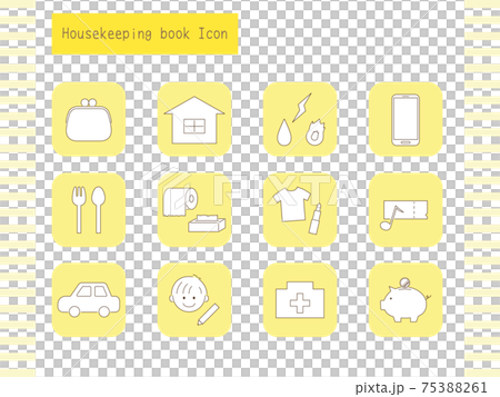 家計簿 アイコンセット(シンプル 背景付き) 家計簿 アイコンセット(シンプル 背景付き) 75388261