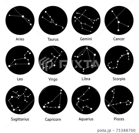 Zodiac horoscope star signs vector illustrations. 75388700