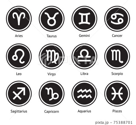 Zodiac horoscope signs circle vector illustrations. 75388701
