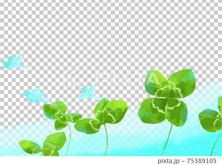 四葉三葉草與溫柔的觸摸，與一隻藍鳥的插圖 75389105