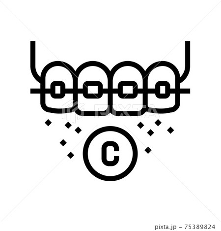 ceramic material tooth braces line icon vector illustration 75389824