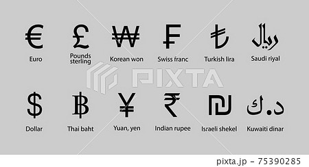 Currency, icon set. Vector illustration, flat design. 75390285