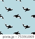 Orca in water color pattern. vector illustration 75391069