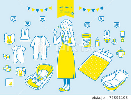 スマートフォンでベビー用品を買い物する若い妊婦 75391108