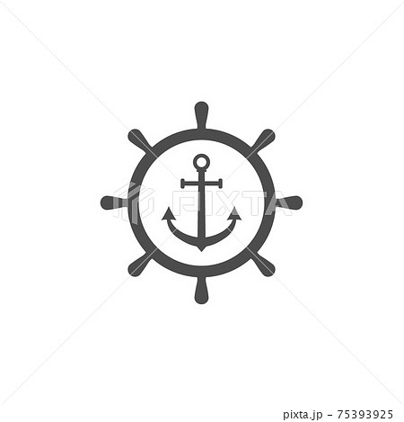 Ship steering wheel, anchor icon. Vector illustration, flat design. Ship steering wheel, anchor icon. Vector illustration, flat design. 75393925