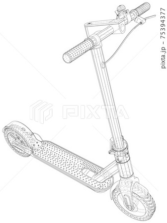 Electric scooter vector. Eco alternative transport. Help on road. Wire-frame. The layers of visible and invisible lines are separated. EPS10 format Electric scooter vector. Eco alternative transport. Help on road. Wire-frame. The layers of visible and invisible lines are separated. EPS10 format 75394377