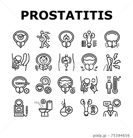 Prostatitis Disease Collection Icons Set Vector Prostatitis Disease Collection Icons Set Vector 75394656