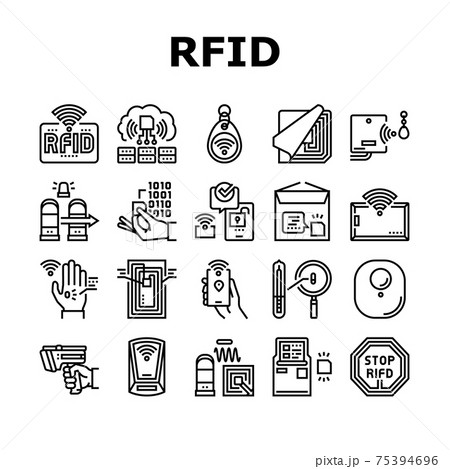 Rfid Chip Technology Collection Icons Set Vector 75394696