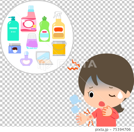 化学物質過敏症の女性と原因となる日用品 化学物質過敏症の女性と原因となる日用品 75394706