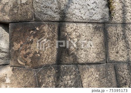 背景素材シリーズ 石垣 ブロック 石レンガの写真素材