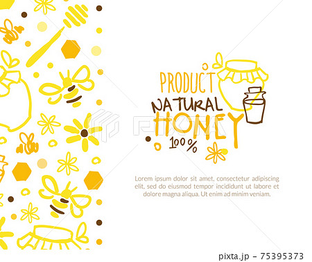 Natural Honey Product Banner Template with Space for Text, Apiary and Beekeeping Organic Products Brochure, Flyer, Poster, Card Cartoon Vector Illustration Natural Honey Product Banner Template with Space for Text, Apiary and Beekeeping Organic Products Brochure, Flyer, Poster, Card Cartoon Vector Illustration 75395373