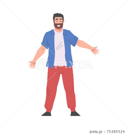 Bearded Man Standing with his Arms Outstretched, Solidarity, Friendship and Charity Concept Cartoon Style Vector Illustration Bearded Man Standing with his Arms Outstretched, Solidarity, Friendship and Charity Concept Cartoon Style Vector Illustration 75395524