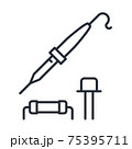 Electric soldering iron icon and resistor with diode, radioelectronics solder, vector 75395711