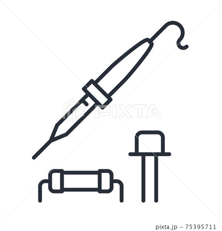 Electric soldering iron icon and resistor with...のイラスト素材