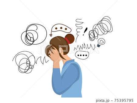 Confused woman There is a problem that cannot be decided. And think of alternatives. Flat style cartoon illustration vector 75395795