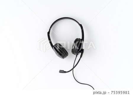 Customer service headset on white background. Call center concept Customer service headset on white background. Call center concept 75395981