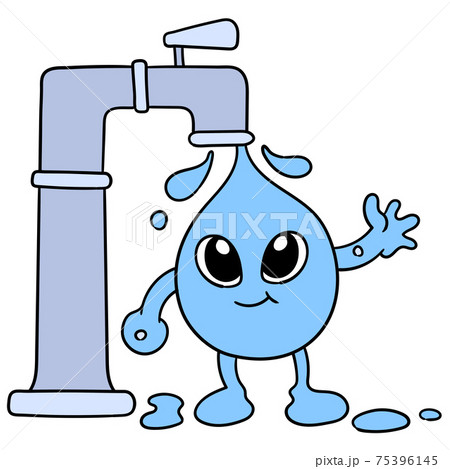 the water faucet releases clean and environmentally friendly water, doodle icon image kawaii 75396145