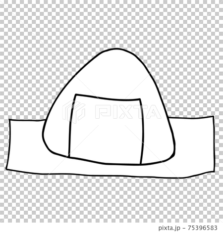 シンプルなおにぎりの線画イラスト　 75396583