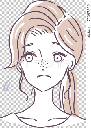毛穴詰まりに悩む女性のイラスト素材 毛穴詰まりに悩む女性のイラスト素材 75397860