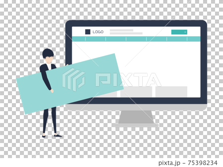 Webサイトをデザインする男性のイラスト素材のイラスト素材
