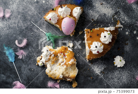 pieces of mona de pascua, eaten in Spain on Easter pieces of mona de pascua, eaten in Spain on Easter 75399073