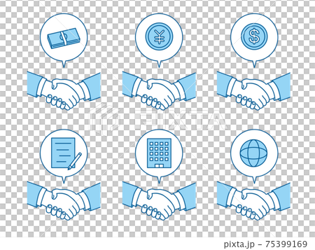 握手圖標集商務手交易合同合作插畫素材 握手圖標集商務手交易合同合作插畫素材 75399169