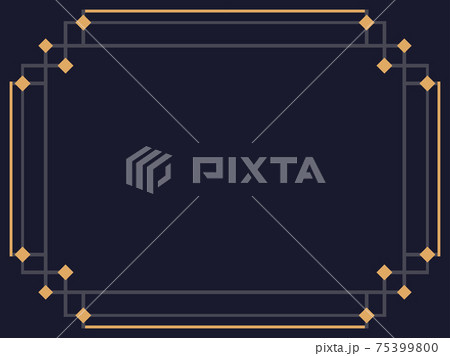 Art deco frame. Vintage linear border. Design a template for invitations, leaflets and greeting cards. Geometric golden frame. The style of the 1920s - 1930s. Vector illustration 75399800