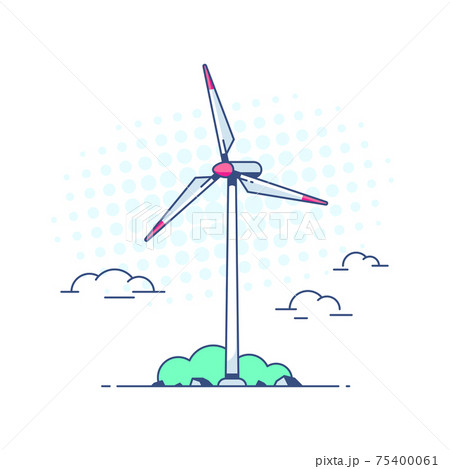 wind turbines on white background vector... - Stock Illustration [75400061]  - PIXTA