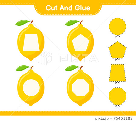 Cut and glue, cut parts of Lemon and glue them. Educational children game, printable worksheet, vector illustration Cut and glue, cut parts of Lemon and glue them. Educational children game, printable worksheet, vector illustration 75401185