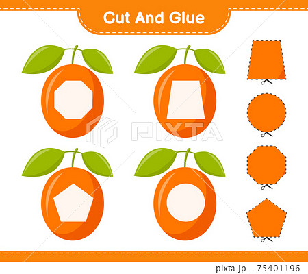 Cut and glue, cut parts of Ximenia and glue them. Educational children game, printable worksheet, vector illustration 75401196