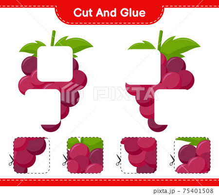 Cut and glue, cut parts of Grape and glue them. Educational children game, printable worksheet, vector illustration 75401508