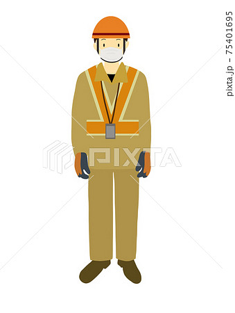 イラスト素材：マスクとした現場作業員 75401695