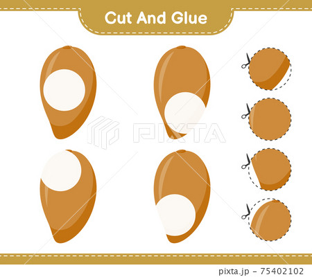 Cut and glue, cut parts of Zapote and glue them. Educational children game, printable worksheet, vector illustration 75402102