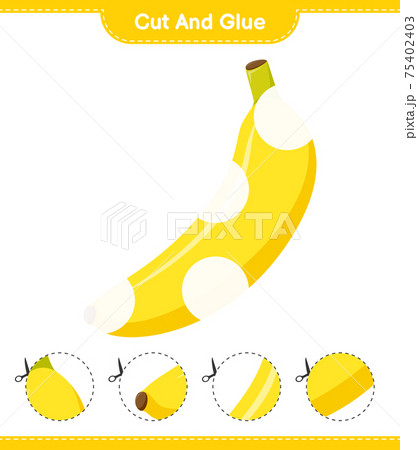 Cut and glue, cut parts of Banana and glue them. Educational children game, printable worksheet, vector illustration 75402403