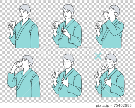 人物イラスト 胃部X線 バリウム検査 男性 シンプル 75402895