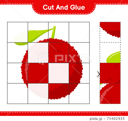 Cut and glue, cut parts of Yumberry and glue them. Educational children game, printable worksheet, vector illustration 75402935