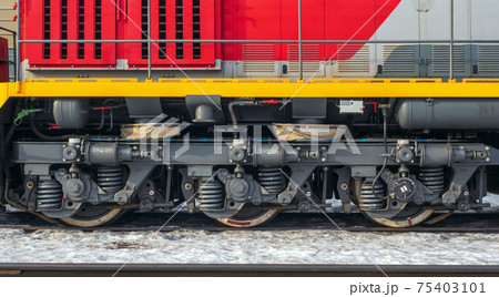 Railway bogie of small diesel maneuvering locomotive Railway bogie of small diesel maneuvering locomotive 75403101
