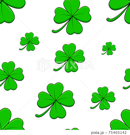 Clover with four leaf background. Seamless pattern with shamrock symbol. Great for saint patrick day design. Vector illustration on white. 75403142