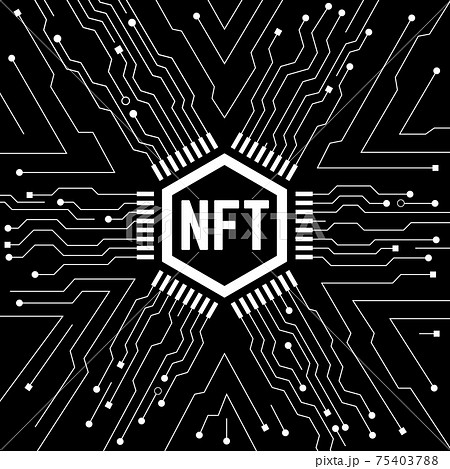 NFT non fungible token. Black and white NFT non fungible token. Black and white 75403788