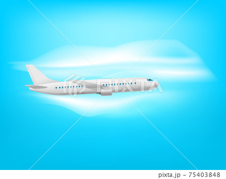 Vacation illustration. Aircraft in a sky with clouds 75403848