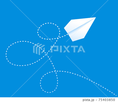 Paper plane on blue sky with the path. Travel vector concept Paper plane on blue sky with the path. Travel vector concept 75403850