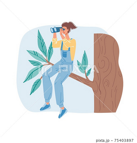 Flat cartoon character look into distance vector illustration concept Flat cartoon character look into distance vector illustration concept 75403897