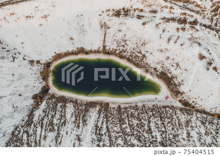 Phosphate gypsum waste from factories, creating artificial white mountains, attractive tourist view. 75404515