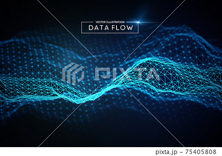 Computer data flow background. Vector EPS 10. Big data network technology wave. 75405808