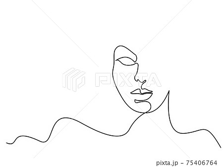 Abstract face of woman. Continuous one line drawing Abstract face of woman. Continuous one line drawing 75406764
