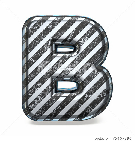 Striped steel black scratched font Letter B 3D Striped steel black scratched font Letter B 3D 75407590