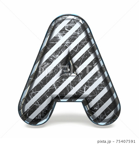 Striped steel black scratched font Letter A 3D 75407591