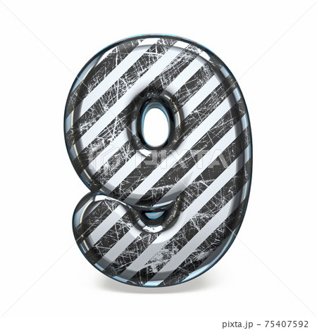 Striped steel black scratched font Number 9 NINE 3D Striped steel black scratched font Number 9 NINE 3D 75407592